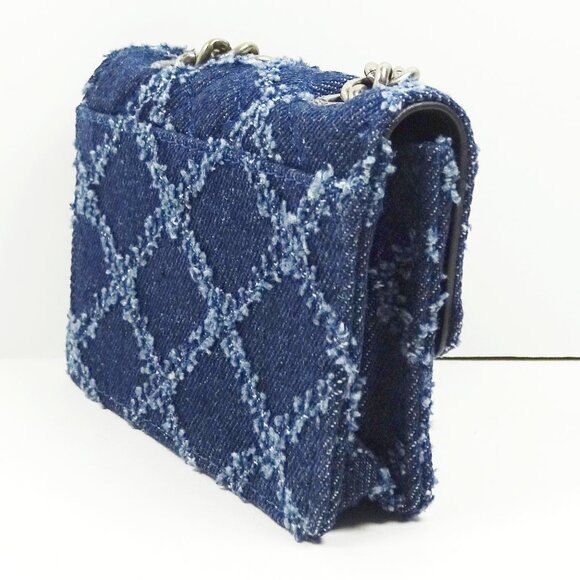 KURT GEIGER Micro Brixton Blue Cotton Crossbody Bag/Wallet - Picture 4 of 7
